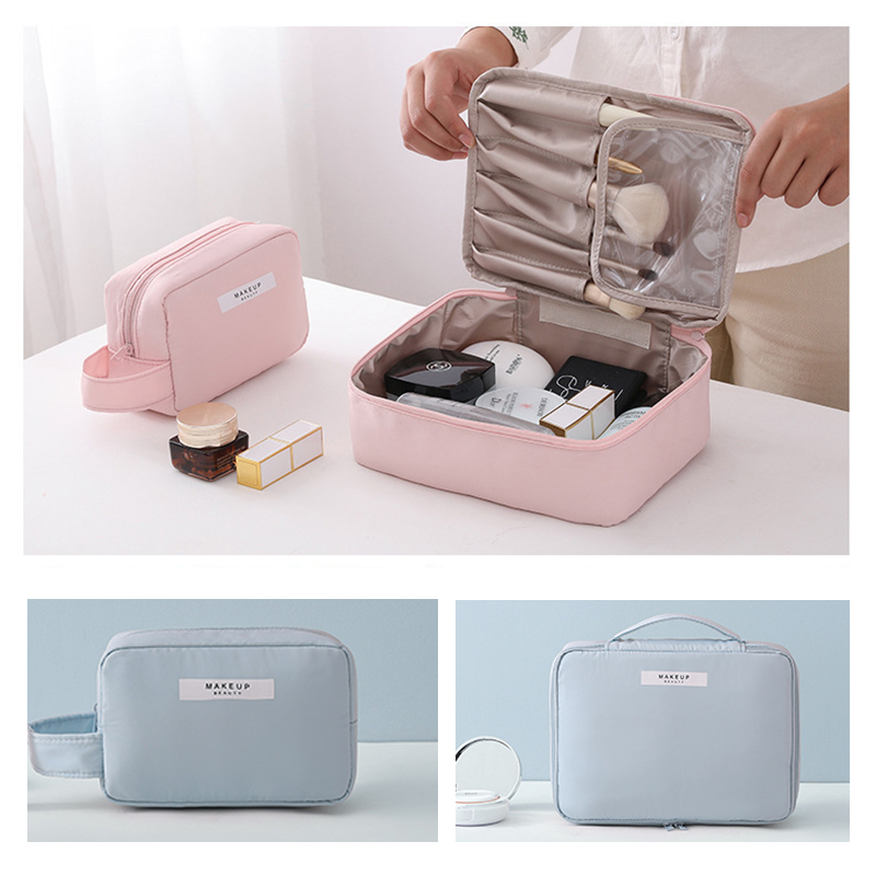 

Outdoor Girls Make Up Organizer Cases Women Cosmetic Bag Waterproof Large Nylon Zipper Make Up Bag Travel Washing Makeup Case 220615, Blue small style