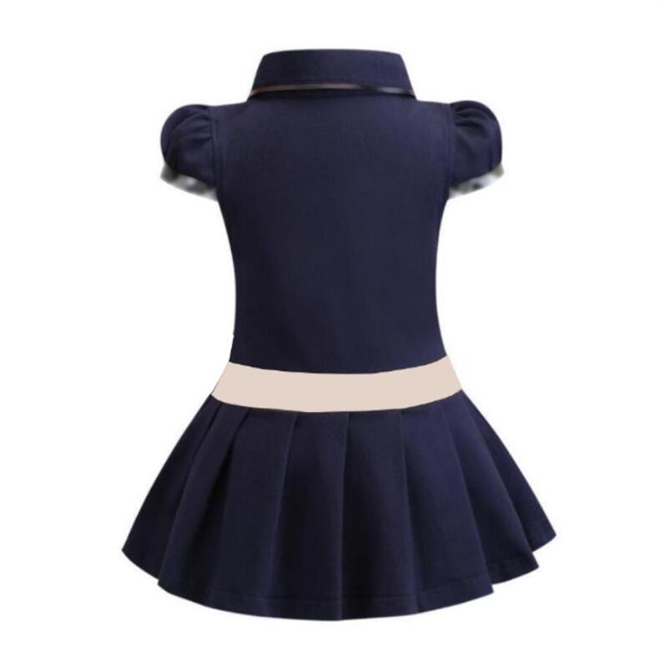 

Baby Girls Dress Lapel College Wind Short Sleeve Pleated Polo Shirt Skirt Children Casual Designer Clothing Kids Clothes261g, Navy