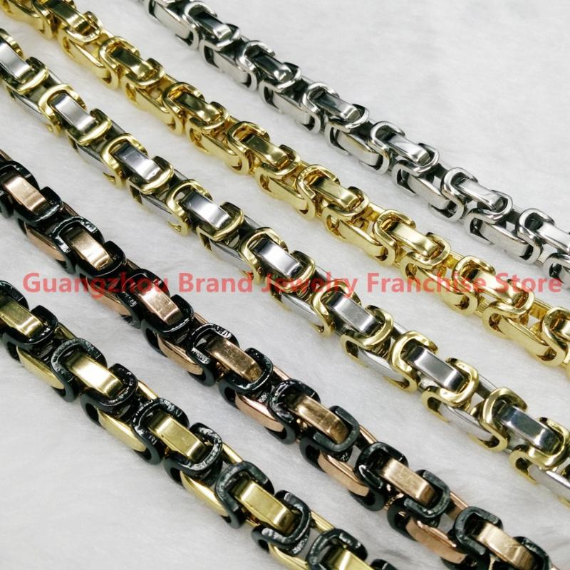 

Chains High Quality 316L Stainless Steel Silver Gold Black Color Byzantine Box Chain Heavy Jewelry Necklace For Men Boy 8.5mm WidthChains