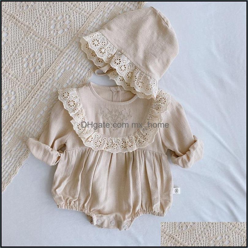 

Rompers Lace Princess Toddler Romper Autumn Retro  Baby Girl Clothes Cotton Spring Pure Color Infant Outfits 2Pcs With H Mxhome Dh2Zp, As show
