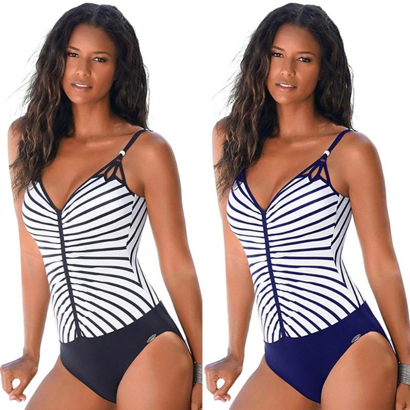 

Women' Swimwear One-piece Striped Swimsuit Sexy Stitching High Elasticity Tight Bikini For Women