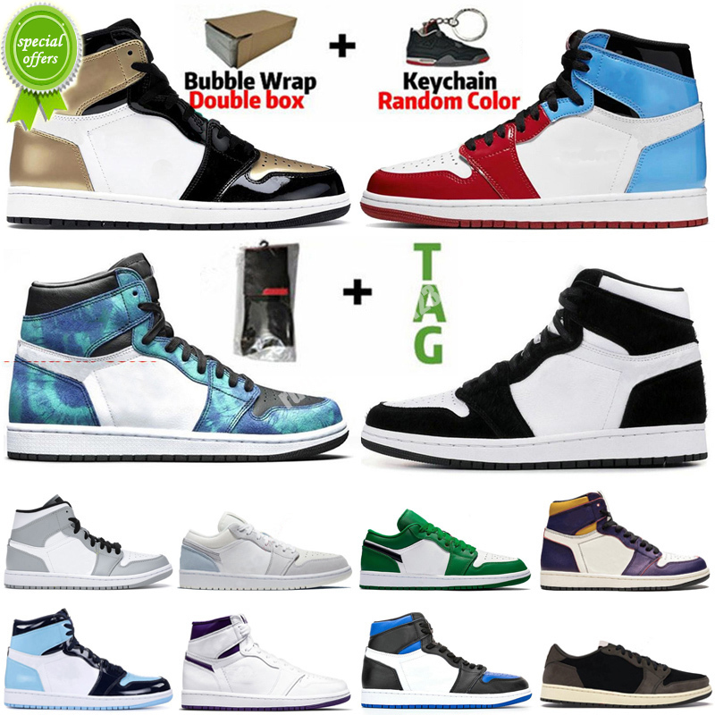 

2022 OG 1 basketball shoes 1s mid chicago University blue metallic gold Pink green black UNC Patent men women Sneakers trainers Eur 36-48.., Color 26