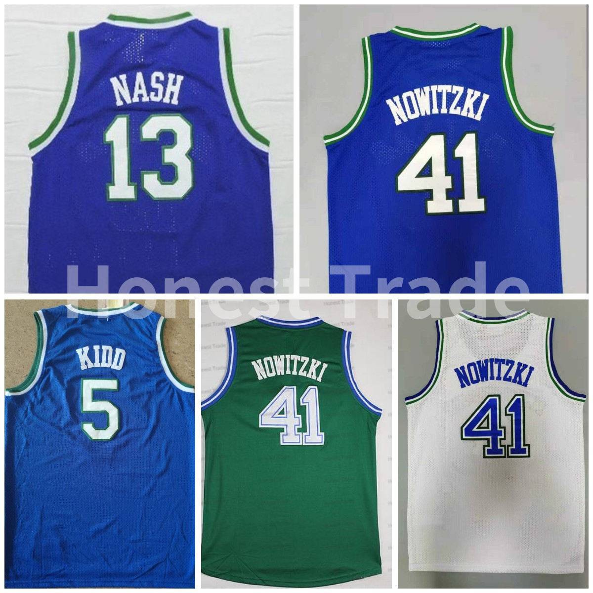 

Retro 77 Luka Nowitzki 41 Dirk Doncic 13 Steve Jerseys 5 Jason Throwback Green White Basketball Jersey Men Outdoor Apparel Wear, Men jersey