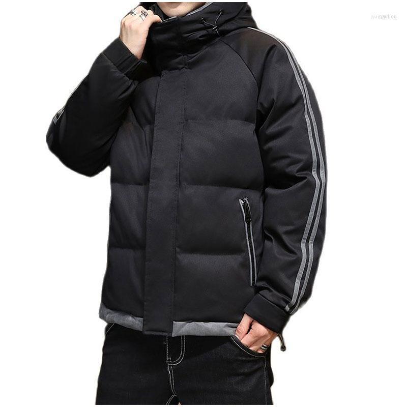 

Men's Down & Parkas Winter Male Jacket Thicken Warm Coat Stand Collar Jackets Solid Color Parka Coats Mens Fashion Windproof Hat Overcoat, Black