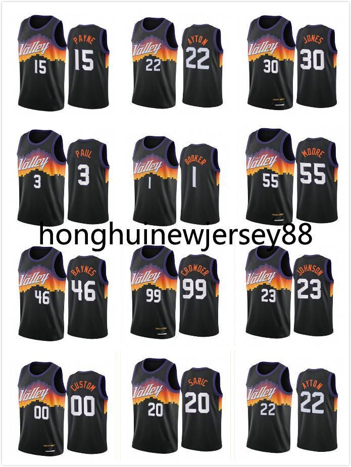 

Basketball Jerseys Men SAIRC PAYNE JOHNES BAYNES MOORE CORWDER Chris Devin DeAndre Booker Ayton Paul Top 2021 Jersey Black Uniform''nba'', 10