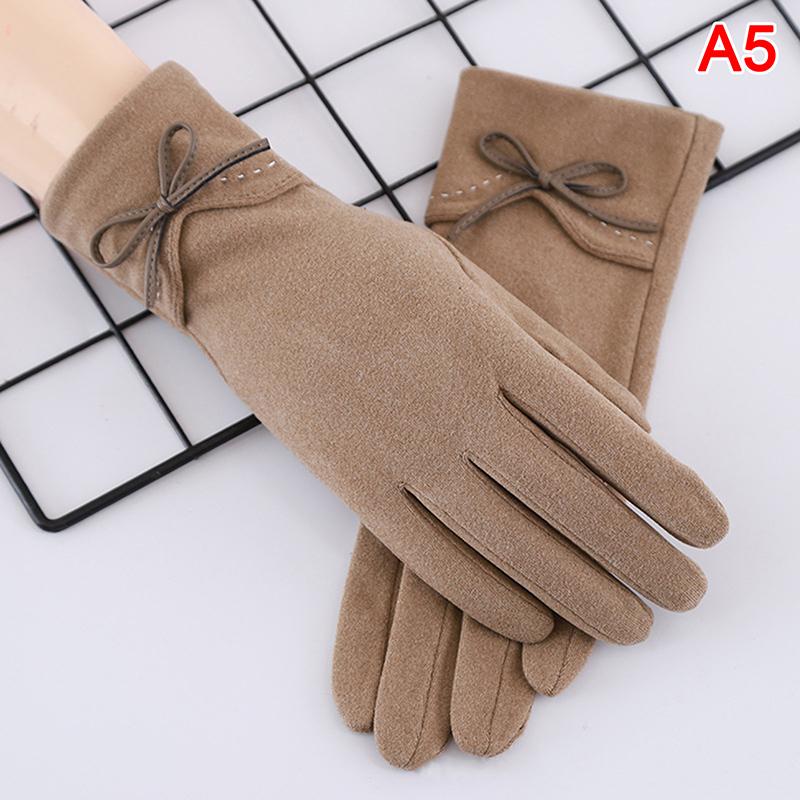 

Five Fingers Gloves 1Pair Autumn Winter Women Thin Section Keep Warm Touch Screen Single Layer Cute Lovely Elasticity