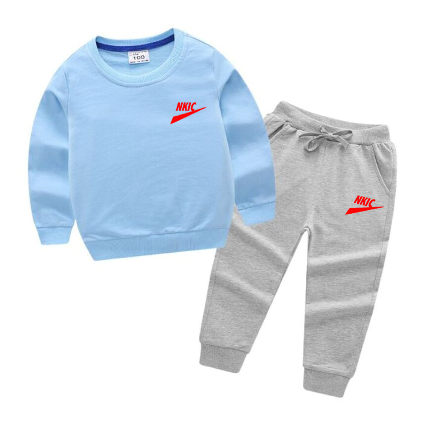 

Autumn Baby Clothes Brand LOGO Sets Children Boys Girls Sport Letters Hoodies Pants 2Pcs/set Toddler Active Clothing Infant Kids Tracksuit, Light blue