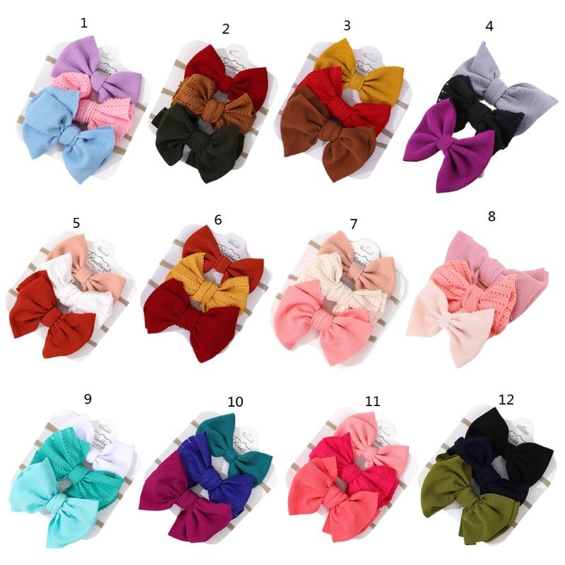 

Hair Accessories 3 Pcs/Set Solid Color Baby Elastic Band Turban Princess Bowknot Headband Soft Nylon Headwear For Born Infants Girls, Dp015-2