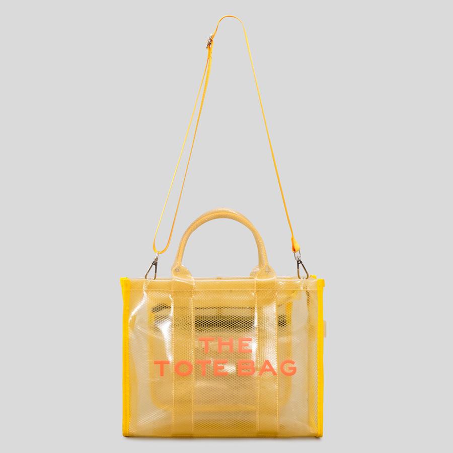 

Fluorescent Color MJ Handbag Tote Bag with PVC Transparent Single Shoulder Bags Large Capacity Cross-body, As pic
