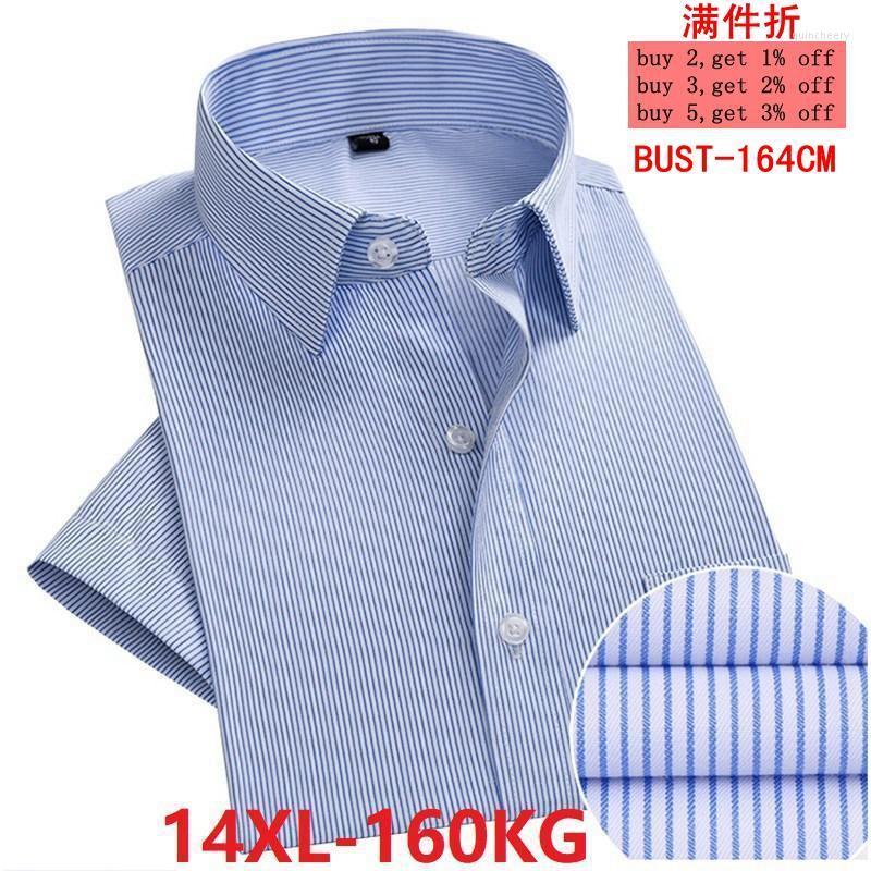 

Men's Dress Shirts 12XL 13XL 14XL Office Business Comfort Summer Men's Short-sleeved Striped Lapel Blue Shirt 6XL 7XL 8XL 9XLMen's Quin2, Picture color