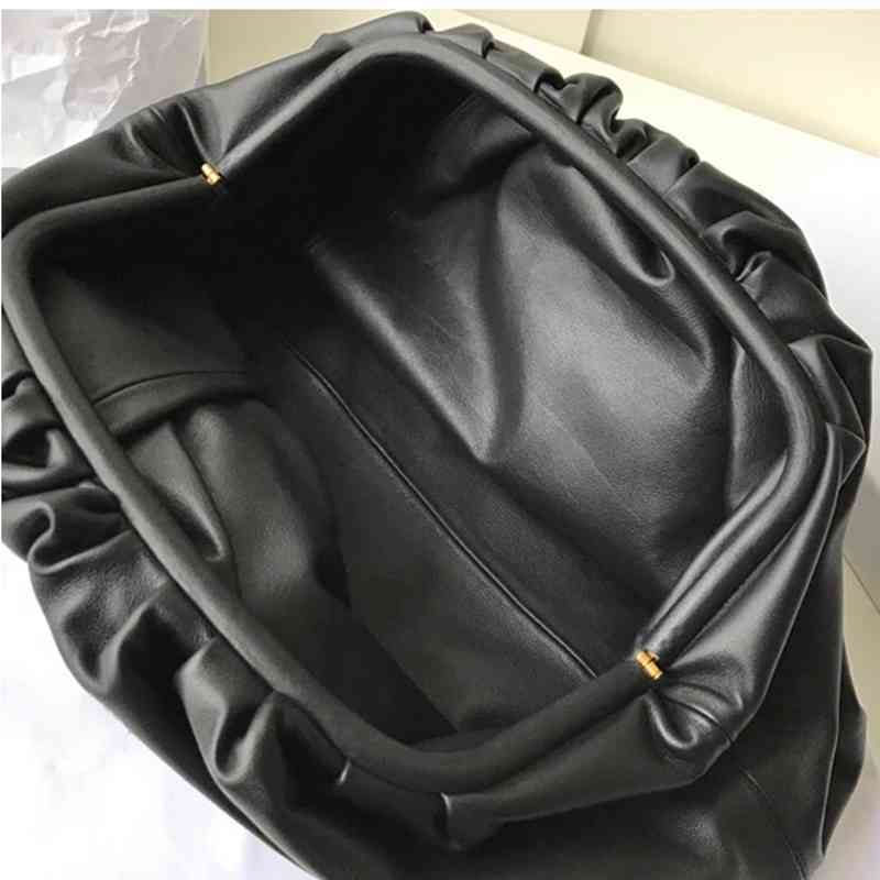 

Venetas Bottegas Korean Dumpling Hand Bag Ahigo Same Cloud Soft Leather One Shoulder Messenger Minority Women'sJ QBFK, Black large size