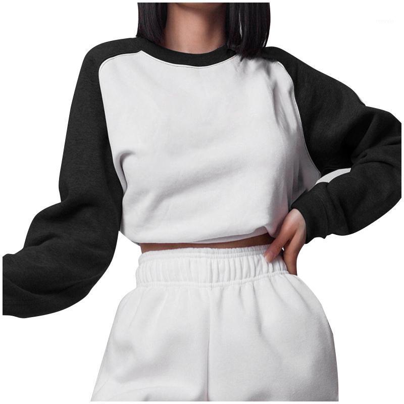 

Plus Size Women Sweatshirts Casual Hoodies Long Sleeve Sweatershirt Color Block Sports Slim Top Short Blouse Chaquetas De Mujer Women, Black
