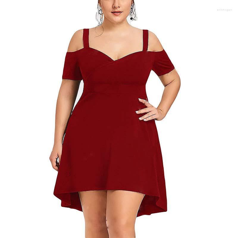

Plus Size Dresses Summer VNeck Short Sleeve Ruffle Sexy Slim Slip Dress All Match Basic Oversize Large Big 3XL4XL 5XL PushUp Sling Skirt Ech, Black