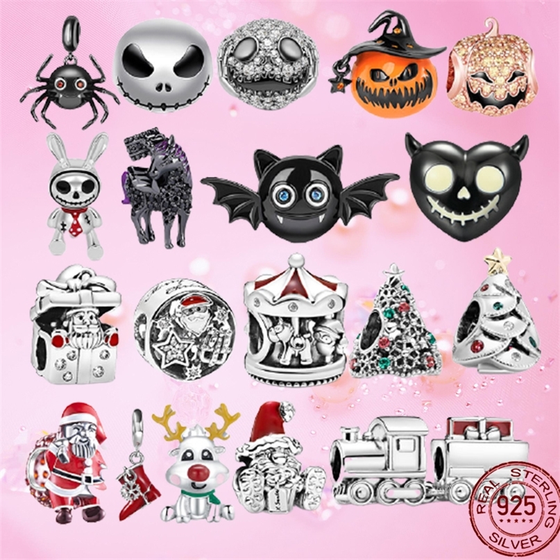 

Charms Pendant Necklaces 925 Sterling Silver Collaer Halloween Pumpkin Skull Christmas Santa Claus 220826