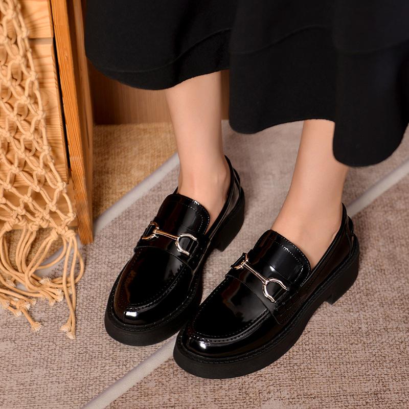

Dress Shoes ZAr Women Leather Female 2022 Fashion Wild Thick High Heel Vintage Black Work Spring Autumn Low Single
