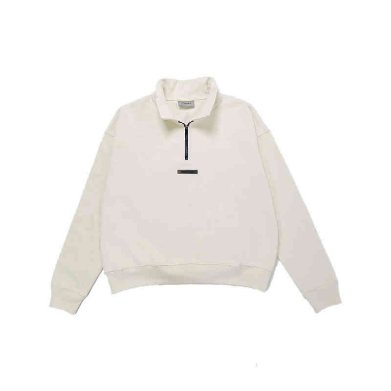 

Essentials Casual Hoodie High Neck Long Sleeve Casual Loose Half Zipper Stand Collar Sweater High Street Designer Luxury Men' Women' Sports Warm Sweatshirts, Light brown