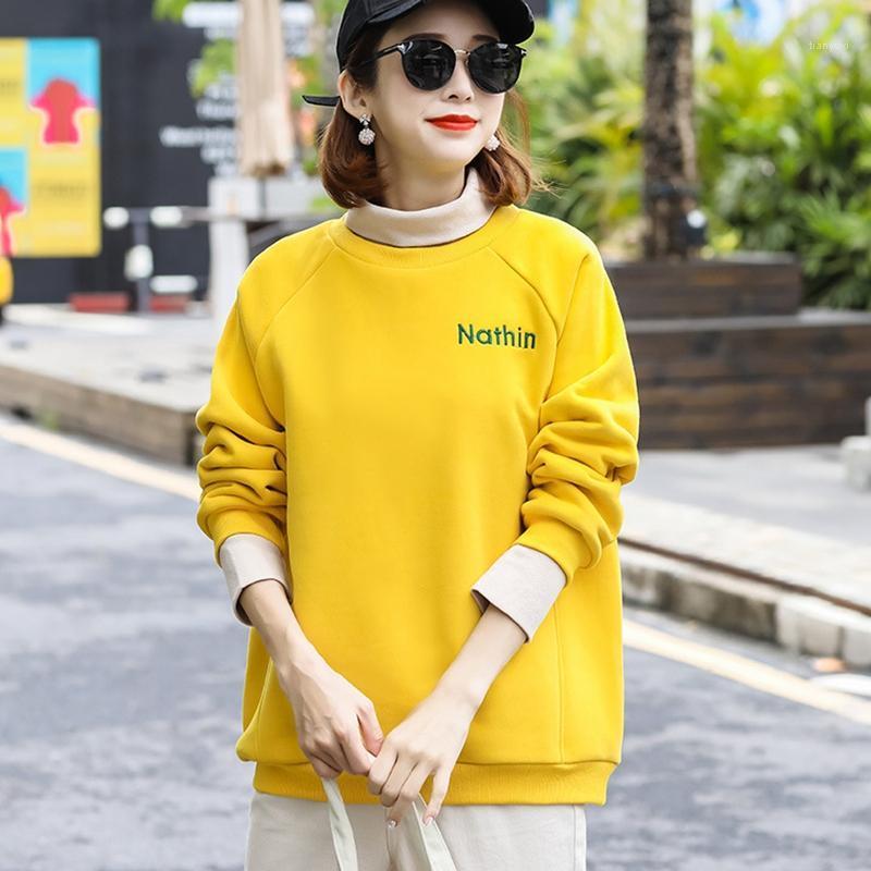 

Women's Fall And Winter Hoodies High Collar Pullover Casual Loose Sweatshirt & Sweatshirts, Yellow
