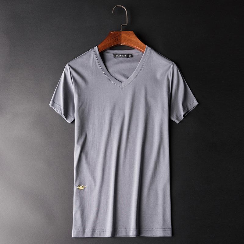 

Men's T-Shirts Great Designer V-neck Shirt 2022 Spring Summer Solid Short Sleeve Men Mercerized Cotton Tees 4XL 5XL 5555Men's, Black
