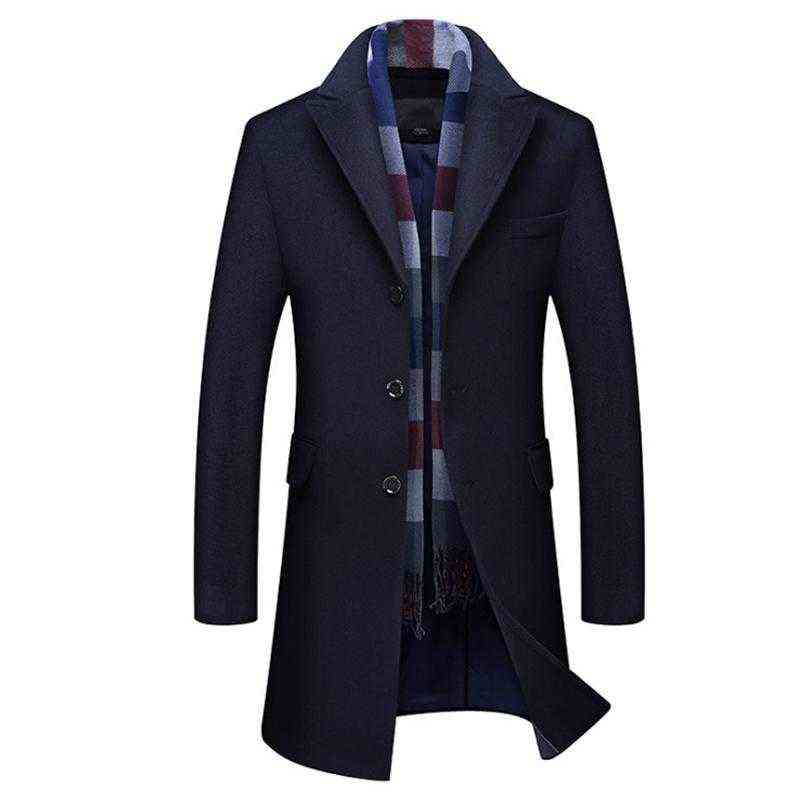 Men's Wool & Blends Winter Jacket Men British Style Trench Coat Male Casual Long Woolen Outwear High Quality Blend No Scarf T220810