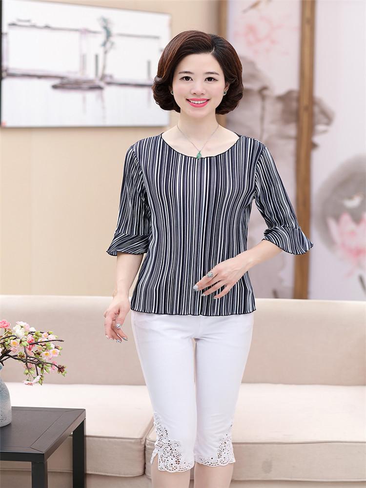 

Women's Blouses & Shirts Women Spring Summer Style Short Sleeve Ruffles Shirt Vintage Stripe Top V Neck Chiffon Blouse Korea Blusas BlouseWo, Khaki