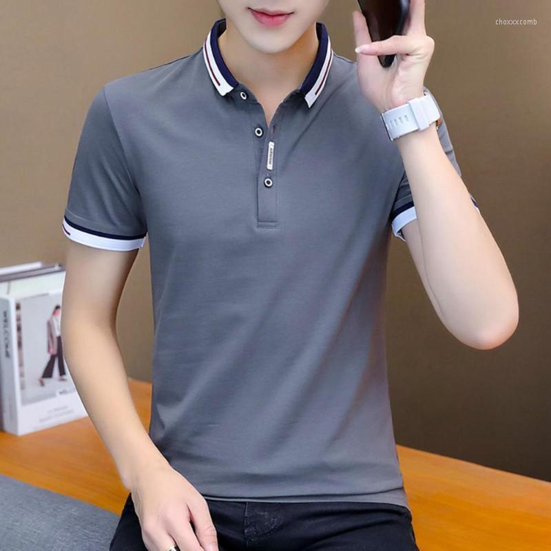 

Men's Polos Summer Casual Shirt Men Short Sleeve Turn Down Collar Slim Fit Sold Color For Plus Size Para Hombre, Black