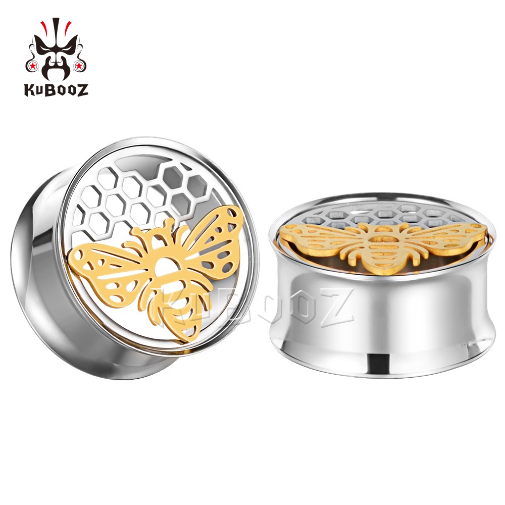 

KUBOOZ Stainless Steel Honeybee Ear Tunnels Plugs Earring Gauges Piercing Body Jewelry Stretchers Expanders Wholesale 8-25mm 32PCS