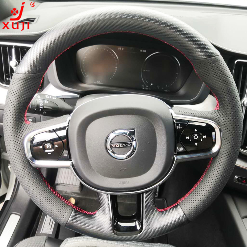 

DIY Hand Sewn Car Steering Wheel Handle Cover For Volvo XC90 V90 S90 XC60 S60L V40 V60 S80L Car accessories