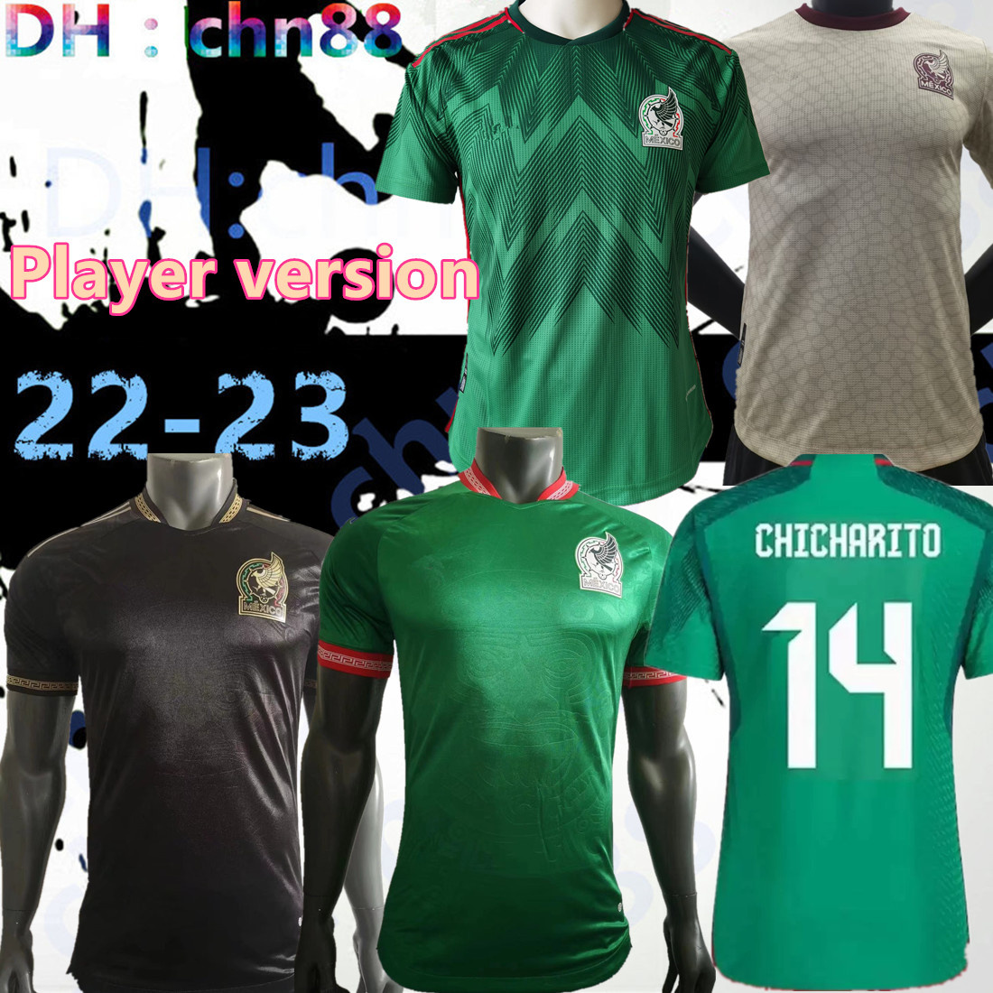 

2022 2023 Player version Mexico soccer jerseys special edition CONCACAF Gold Cup Camisetas 22 23 CHICHARITO LOZANO DOS SANTOS GUARDADO football shirt men Kids kit, 2022 home player