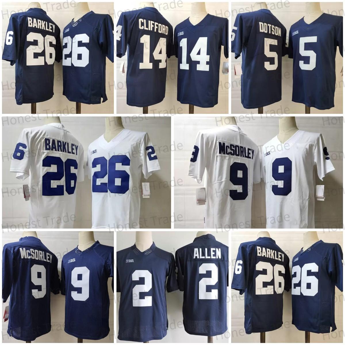 

5 Dotson Football Jersey NCAA Penn State Nittany Lions College 2 Marcus Allen 26 Saquon 9 Trace McSorley 88 Mike Gesicki Blue White Jerseys, Men;as
