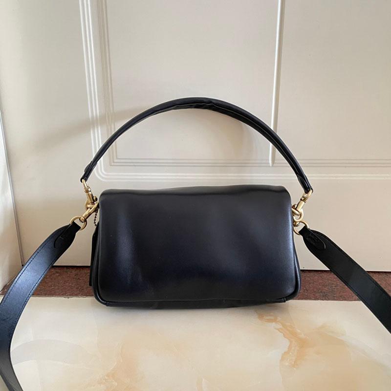 

Evening Bags Simple Women Shoulder Bag Real Leather Material Pillow Strap Crossbody Pure Color Black Green Gray Ivory Colors 18cmEvening