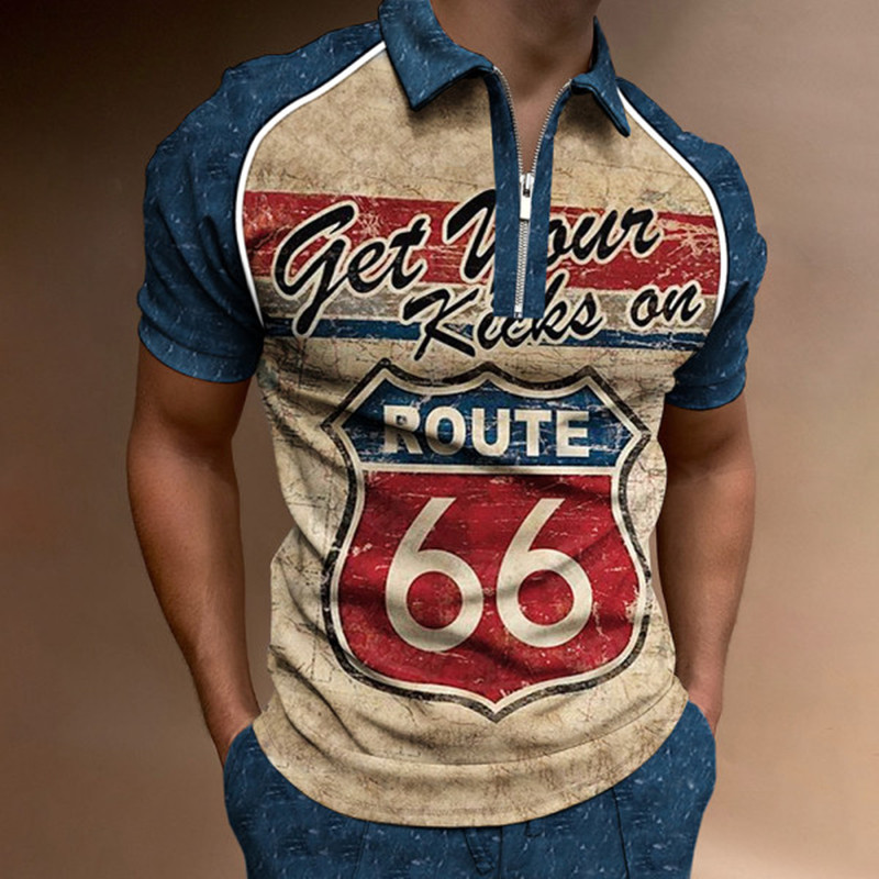 Personalized Business Men Polo Tee shirts zipper cotton blend plus size T shirt top clothing printed pattern t-shirt L top Loose Fit Casual Mens