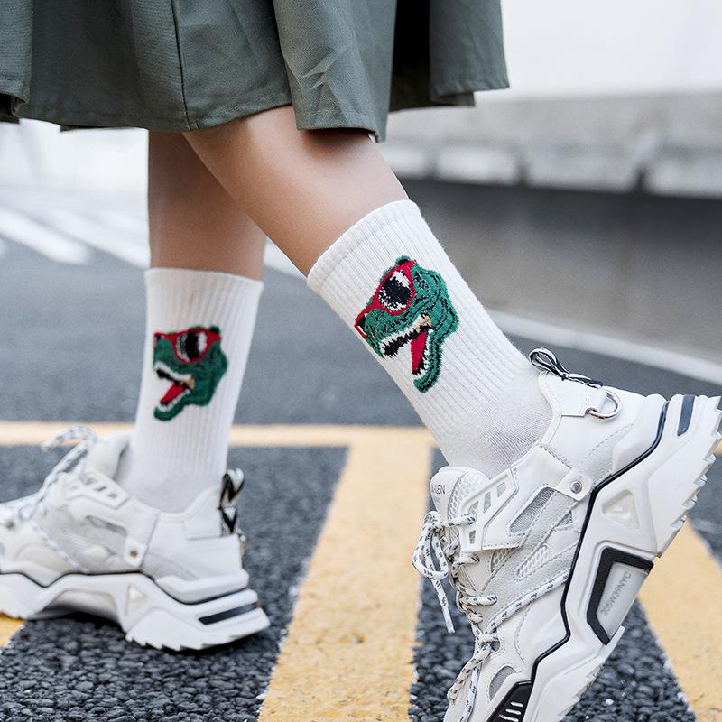 

Socks & Hosiery Autumn And Winter Korean Cotton Ladies Cartoon Street Tide In The Tube Unisex Women Men Funny SSocks, Black