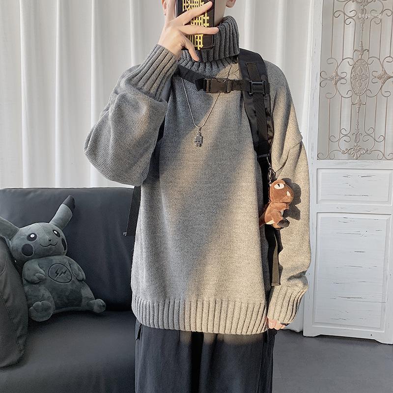 

Men's Sweaters Autumn Winter High Neck Sweater Loose Couple's Personalized Thickened Men Pullover Begu22, Black