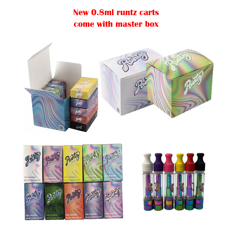 

Runtz Cartridge 0.8ml 1.0ml 510 Ceramic Atomizer Press on Tip Empty Disposable Vape Pen Thick Oil cartridge Packaging Customize Available