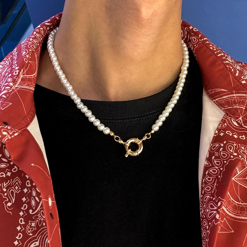 

Chains IngeSight.Z Kpop Imitation Pearl Chain Beaded Choker Necklaces Korean Elegant Short Collar Necklace Men Neck Jewelry CollierChains