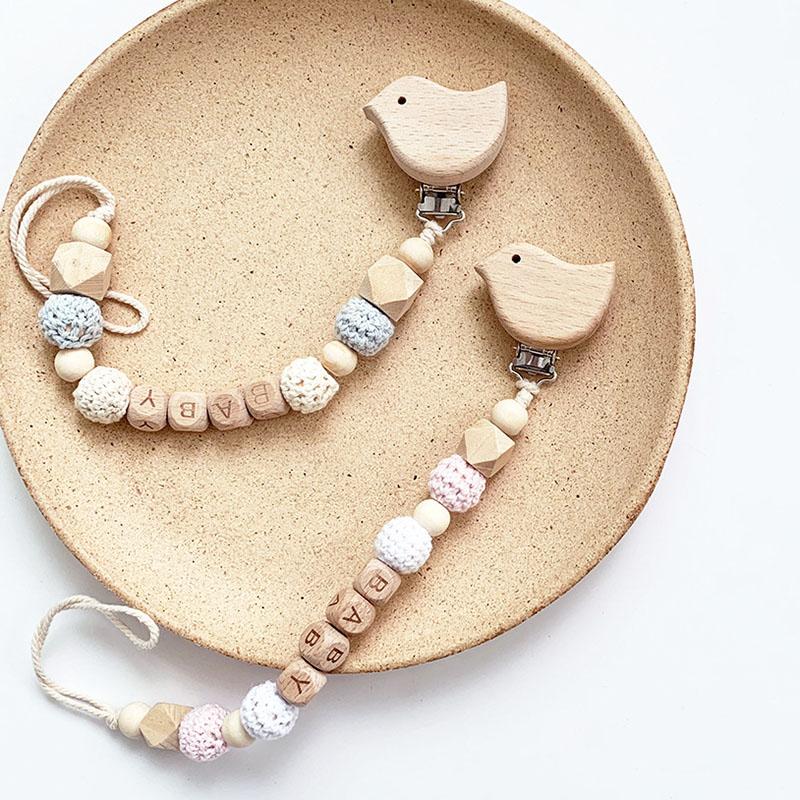 

Pacifier Holders&Clips# Hand Hook Knitting Chain Wooden Anti Dropping Baby ClipPacifier