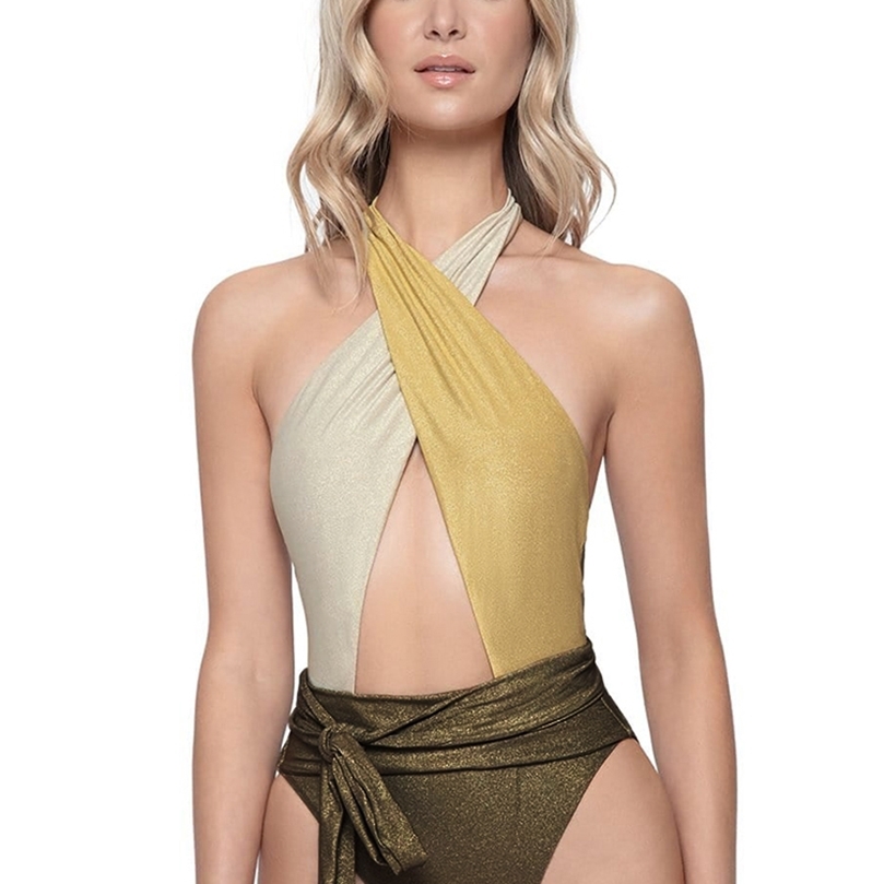 

Halter OnePiece Suits Swimsuits Swimming Suit Women Backless Swimwear Woman Beach Wear Patchwork Monokin Bodysuit 220616, Rd1