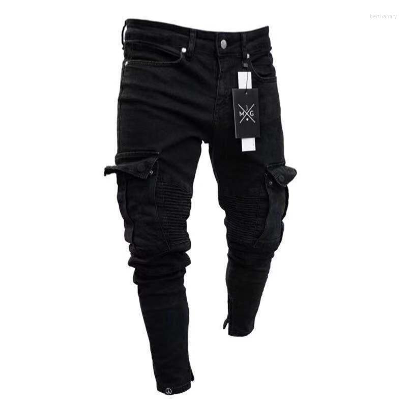 

Men' Jeans Goocheer Long Pencil Pants Ripped Slim Spring Hole Men' Fashion Thin Skinny Men Hiphop Trousers Clothes ClothingMen' Bert2, Black
