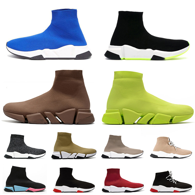 

2022 speed 1 2 men trainers luxurys high socks shoes top quality comfort knit black white triple s slip-on clear sole volt womens designer paris jogging sneakers, B17 36-40