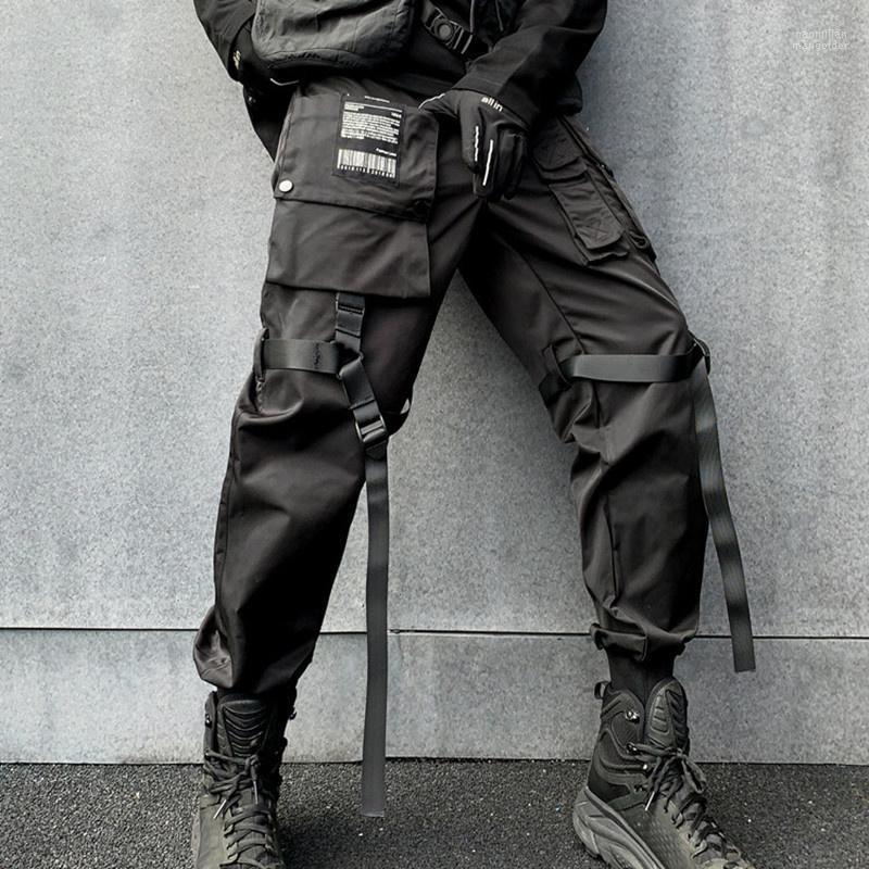 

Men's Pants Men Autumn Winter Tactical Streetwear Cargo Harajuku Punk Hip Hop Techwear Ribbons Casual Sport Sweatpants TrousersMen's Naom22, Black