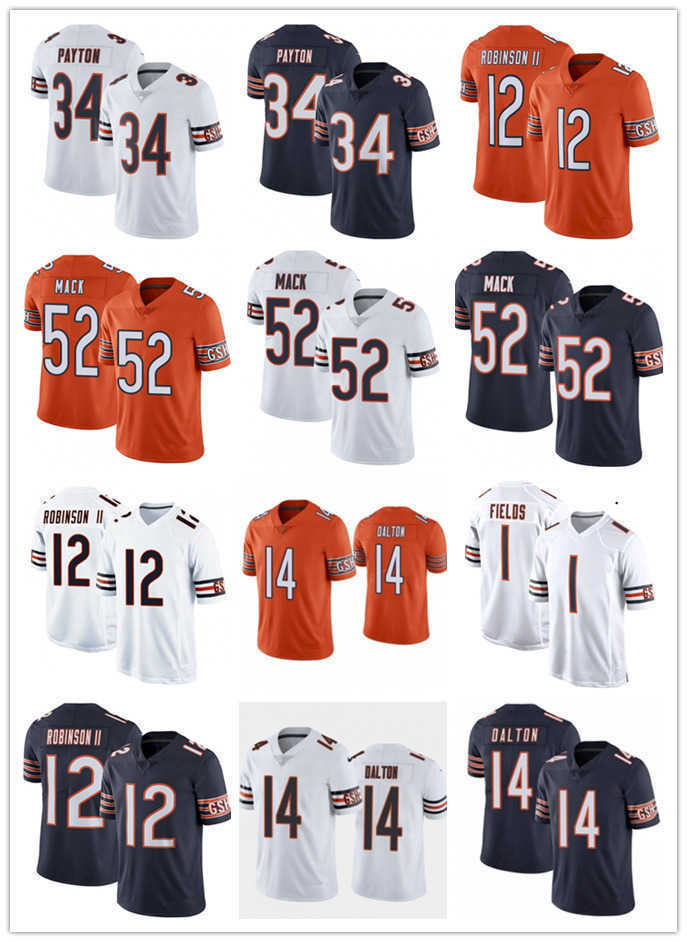 

2022 Football Jerseys chicago''Bears''Men Women Youth 52 Khalil Mack 1 Justin Fields 34 Walter Payton 10 Mitchell Trubisky Football Jerseys Navy white, Color