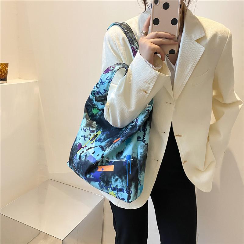 

Evening Bags Personality Graffiti Tote Bag Style Ladies Large Capacity Shoulder Fashion Canvas Handbag Women Reusable Shopper, Green