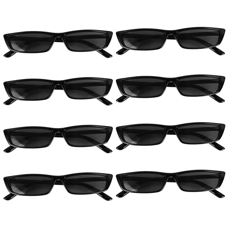 

Sunglasses 8X Vintage Rectangle Women Small Frame Retro Eyewear S17072 Black