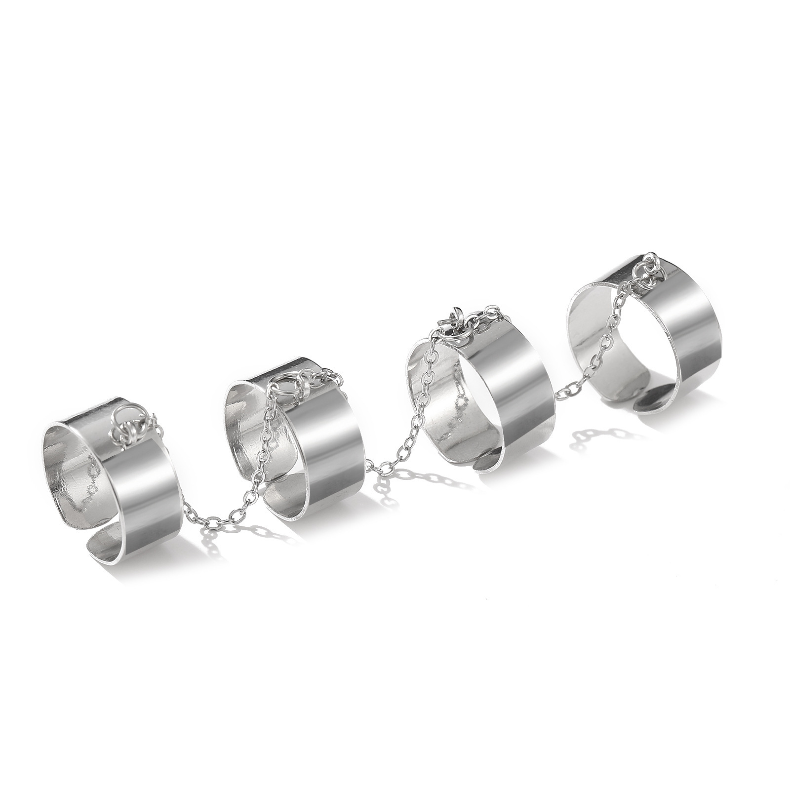 

Cluster Rings Punk Four Circles Metal Chain Mens Hip Hop Adjustable Opening For Women Men Party Jewelry Gothic Ring AccessoriesCluster