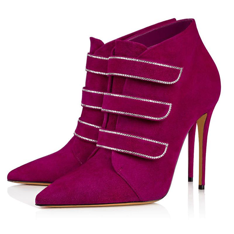 

Dress Shoes Women's Ankle Boots Vintage Hollow Short Pointed Toe Rubber High Heel Gothic Punk Red BotinesDress, Pic style