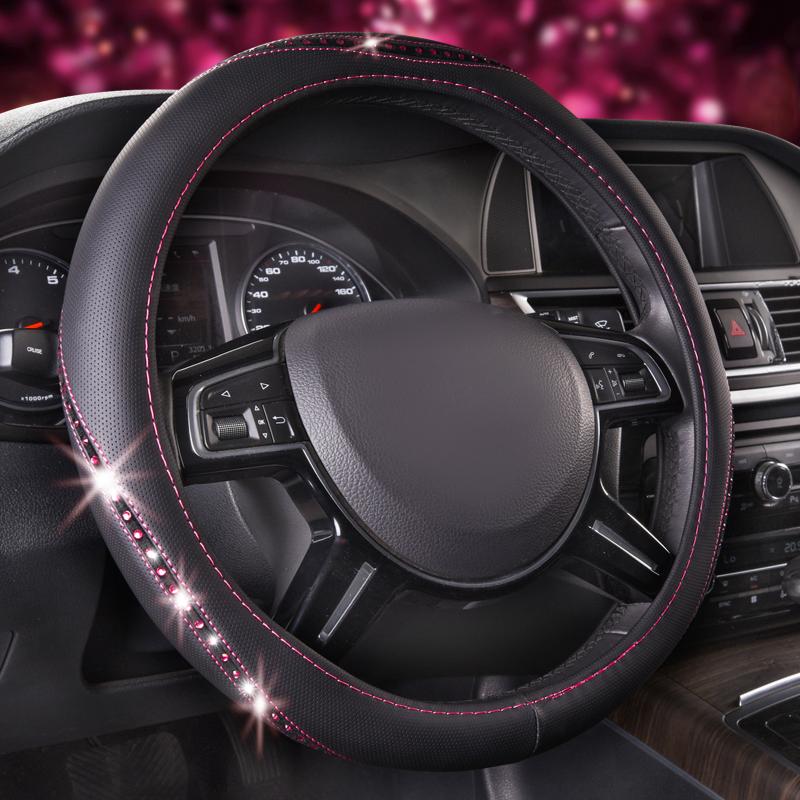 

Steering Wheel Covers Car-pass Est Diamond Inlay Fashion Universal Car Cover For Girls Woman Anti-Slip Hubs CoversSteering