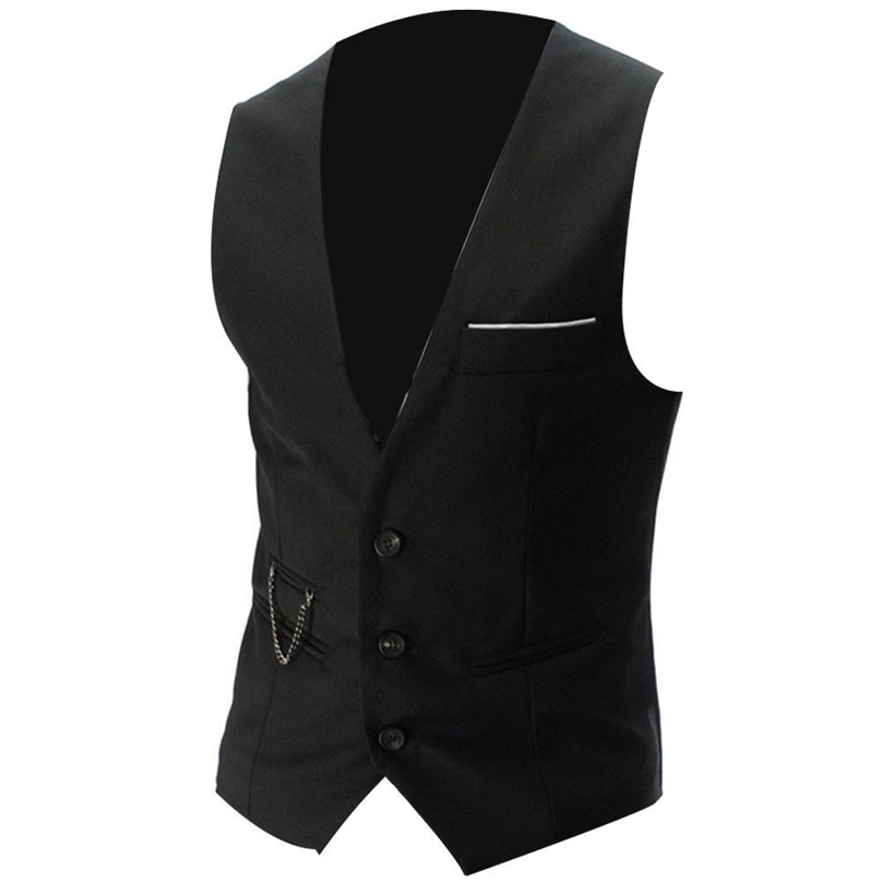 

Vests Fashion Men Solid Color V Neck Sleeveless Button Pocket Blazer Suit Waistcoat 220704, Light gray