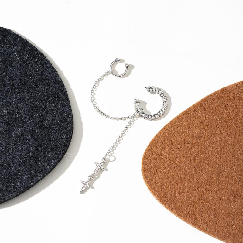 

Clip-on & Screw Back Korean Version Of The Star Chain Ear Clip Without Piercing Simple And Versatile High-end Earrings Female Vintage Jewelr