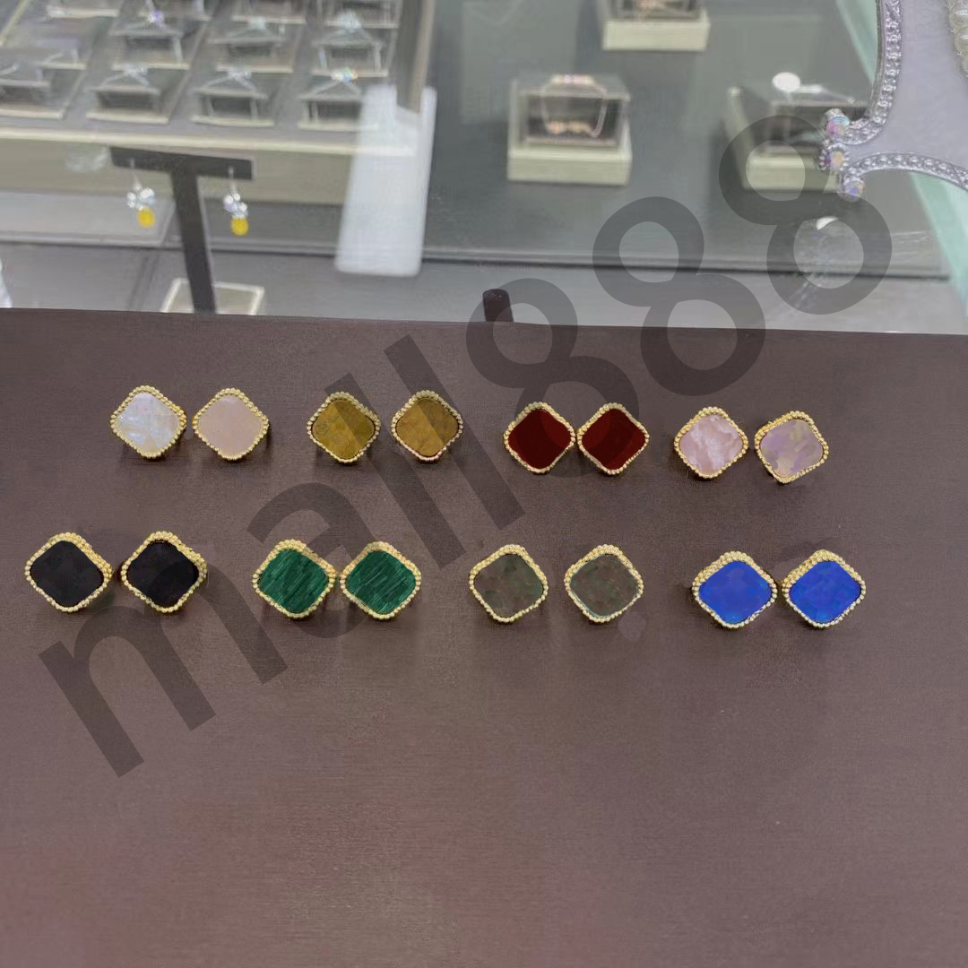 

Fashion Gold Plated Stud Earrings 4/four Clover Elegant luxury ear Studs earings earring designer for Women hip hop High Quality jewelry with BOX holiday gift