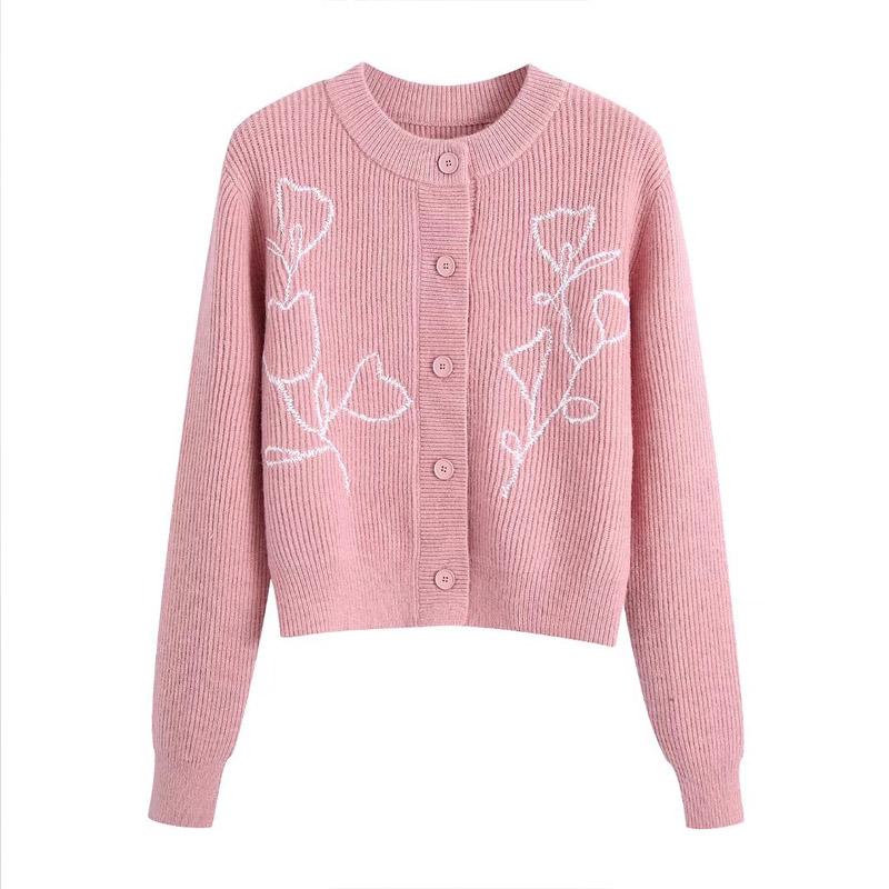 

Women's Knits & Tees Women Autumn Knitting Cardigan Sweater Coats 2022 Fashion O-Neck Jacquard Female Casual Street Sweaters Outerwear, White